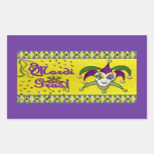 Sticker Rectangulaire Jester Mask Mardi Gras Arlequin