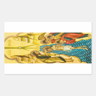 Sticker Rectangulaire Jésus Christ prenant le baptême icône russe