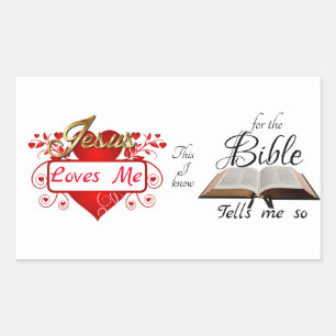 Sticker Rectangulaire Jésus m'aime, ceci que je sais…