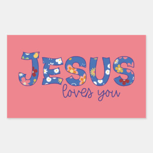 Sticker Rectangulaire Jésus t'aime