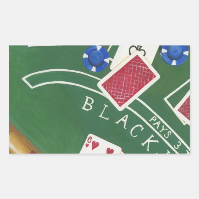 Sticker Rectangulaire Jeu de Blackjack avec chips par Chariklia Zarris (Devant)