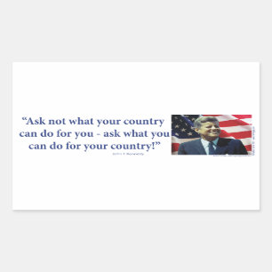 Sticker Rectangulaire John F Kennedy - Demandez ce qui ne va pas dans vo