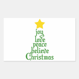 Sticker Rectangulaire Joie, Amour, Paix, Croire, Noël
