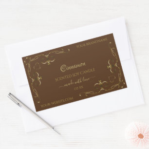 Sticker Rectangulaire Joli Défilement d'or décoratif Coins sur Brown