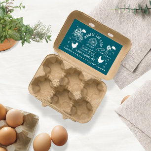 Sticker Rectangulaire Joli dessin de style Doodon Rustique Oeuf Carton