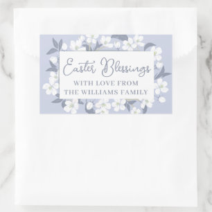 Sticker Rectangulaire Jolie fête des bénédictions de Pâques violet blanc