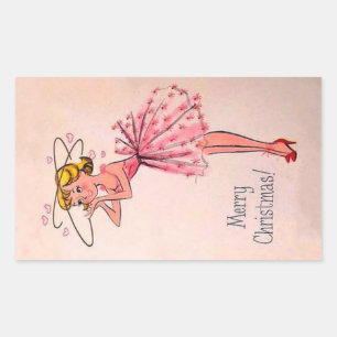Sticker Rectangulaire Jolie fille de Noël Vintage