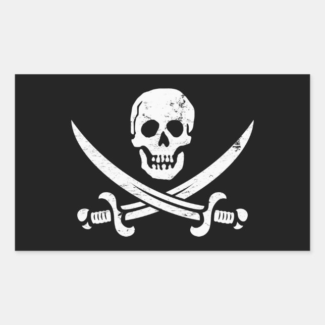 Sticker Rectangulaire Jolly roger du drapeau pirate John Rackham (Calico (Devant)