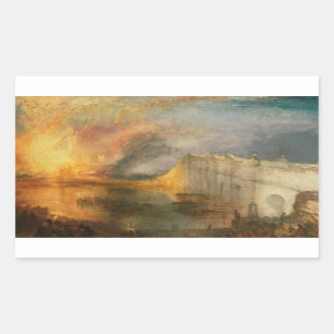 Sticker Rectangulaire Joseph Mallord William Turner - L'incendie du