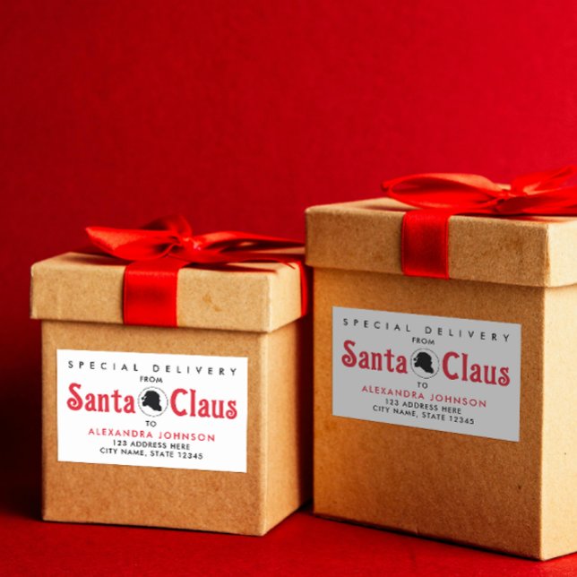 Sticker Rectangulaire Jote Retro Red Santa Claus Bureau Livraison de Noë (Créateur téléchargé)