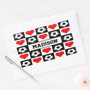 Sticker Rectangulaire Joueur de football Nom personnalisé Soccer Balls &