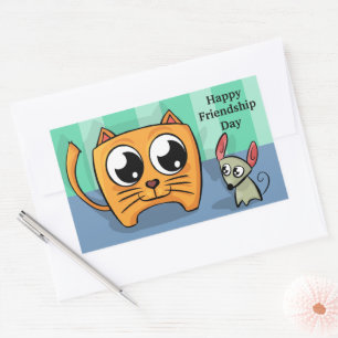 Sticker Rectangulaire Jour d'amitié pour les chats et les souris