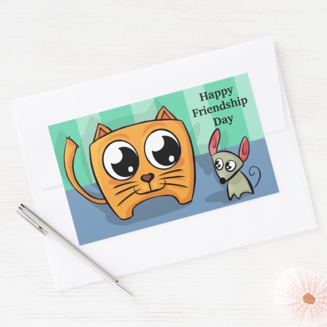 Sticker Rectangulaire Jour d'amitié pour les chats et les souris (Enveloppe)