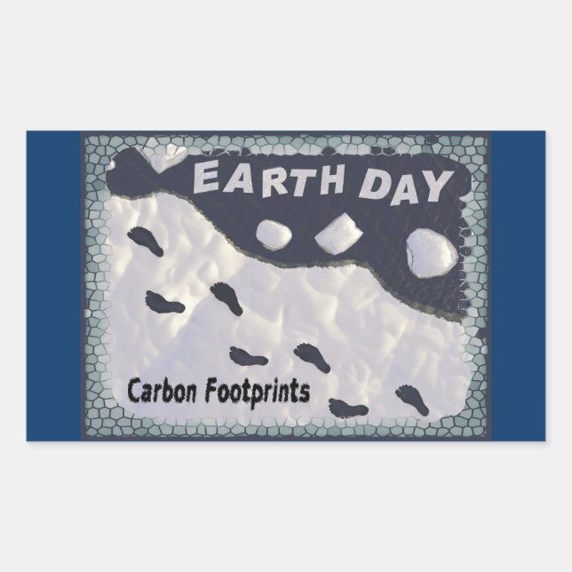 Sticker Rectangulaire Jour des terres - Empreintes carbone (Devant)