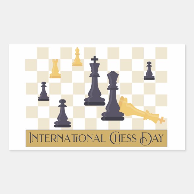Sticker Rectangulaire Journée internationale des échecs (Devant)