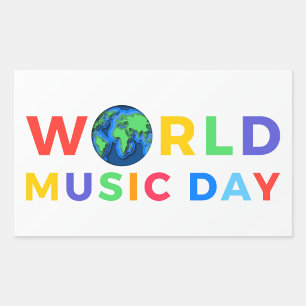 Sticker Rectangulaire Journée mondiale de la musique - Typographie color