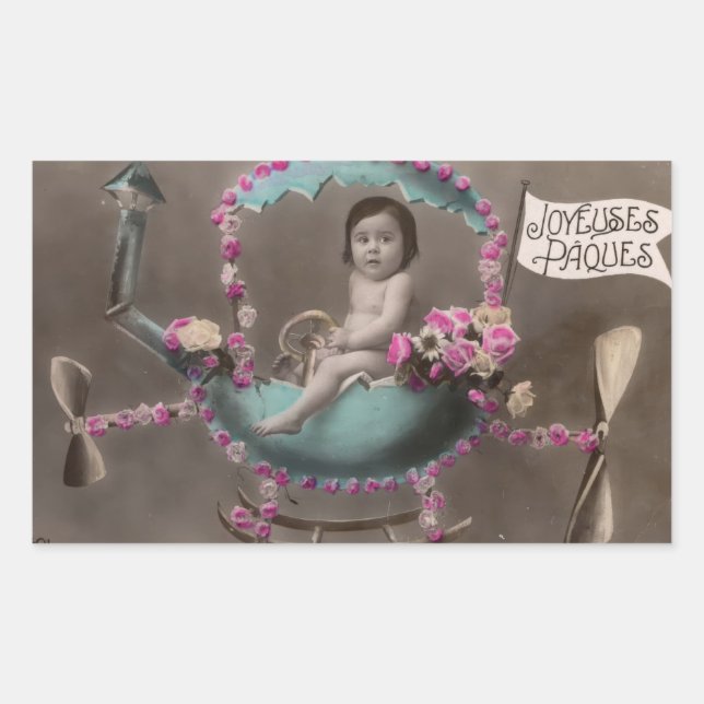 Sticker Rectangulaire Joyeuse Paques (Devant)