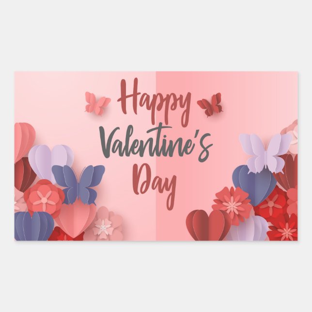 Sticker Rectangulaire Joyeuse Saint-Valentin (Devant)