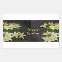 Sticker Rectangulaire Joyeuses Lys jaunes printaniers sur Arrière - plan