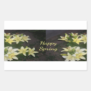Sticker Rectangulaire Joyeuses Lys jaunes printaniers sur Arrière - plan