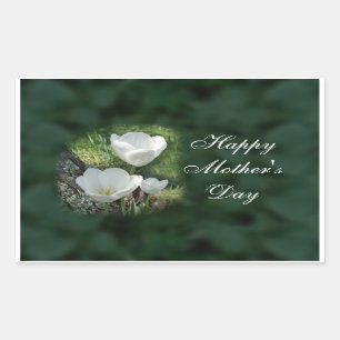 Sticker Rectangulaire Joyeuses Tulipes blanches de la fête des mères