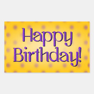 Sticker Rectangulaire Joyeux Anniversaire Bleu Polka Point Texte Bkgrd J