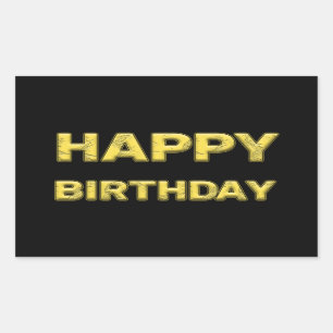 Sticker Rectangulaire Joyeux anniversaire en lettres d'or !