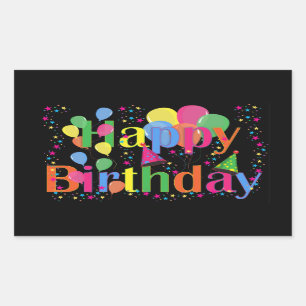 Sticker Rectangulaire Joyeux anniversaire, fête d'anniversaire