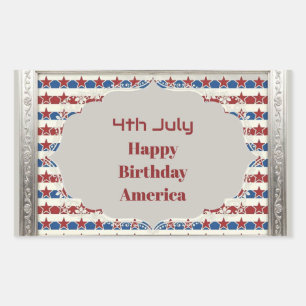 Sticker Rectangulaire Joyeux anniversaire l'Amérique le 4 juillet étoile