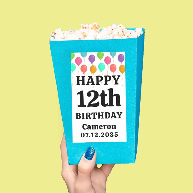Sticker Rectangulaire Joyeux Anniversaire N'Importe Quel Âge Personnalis (Happy Birthday Any Age Personalized Popcorn Rectangular Sticker
)