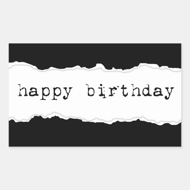 Sticker Rectangulaire joyeux anniversaire (papier déchiré) (Devant)