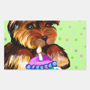 Sticker Rectangulaire Joyeux anniversaire YORKIE POO