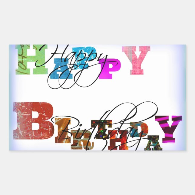Sticker Rectangulaire Joyeux Ballons d'anniversaire (Devant)