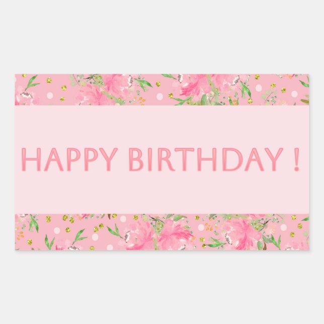 Sticker Rectangulaire Joyeux Ballons d'anniversaire (Devant)