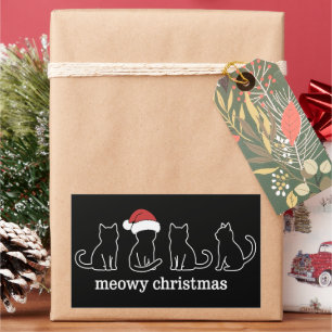 Sticker Rectangulaire Joyeux Catmas Chat Noël Mignon Chatons Chats Père 