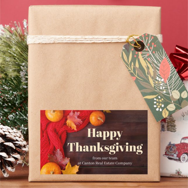 Sticker Rectangulaire Joyeux citrouilles de Thanksgiving personnalisées  (vacances)