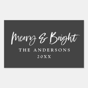 Sticker Rectangulaire Joyeux et brillant texte de script moderne Noël