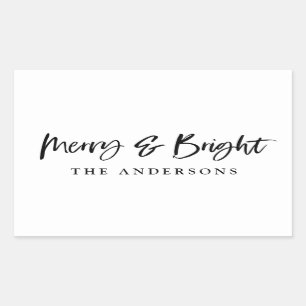 Sticker Rectangulaire Joyeux et brillant texte de script moderne Noël