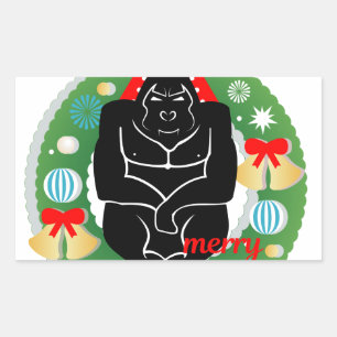 Sticker Rectangulaire joyeux gorille de noël