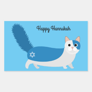 Sticker Rectangulaire Joyeux Hanoukka Kitty Cat