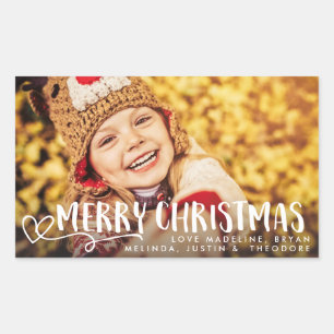 Sticker Rectangulaire Joyeux Noël blanc Vacances superposition photo