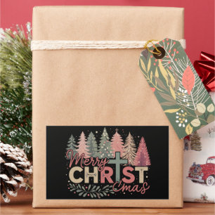 Sticker Rectangulaire Joyeux Noël Croix Foi Jésus Histoire Chrétienne