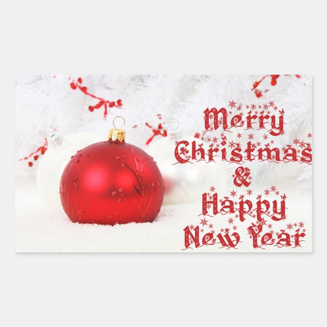 Sticker Rectangulaire joyeux Noël et joyeux nouvel an (Devant)