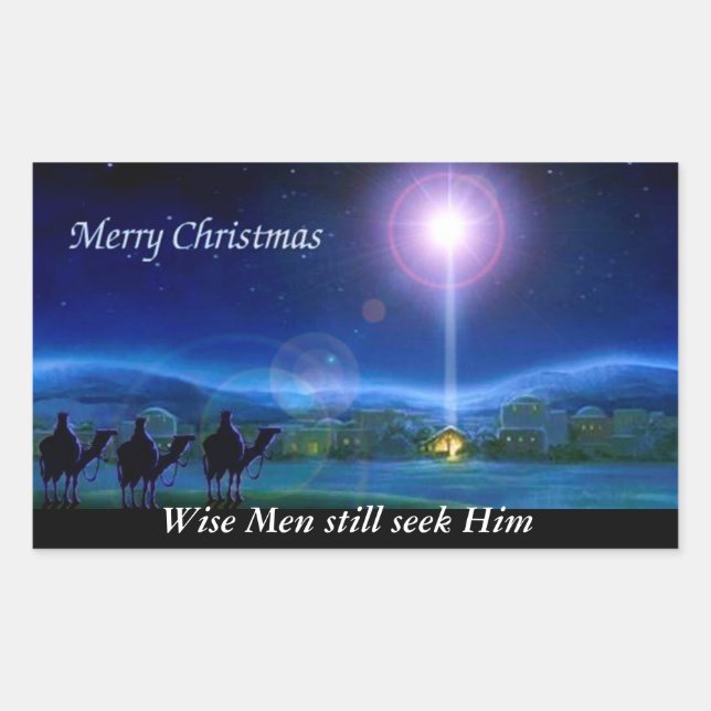 Sticker Rectangulaire Joyeux Noël - les sages le cherchent toujours (Devant)