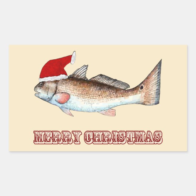 Sticker Rectangulaire Joyeux Noël Père Noël de sébaste sur blanc cassé (Devant)