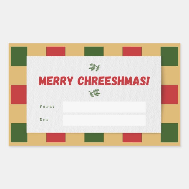 Sticker Rectangulaire Joyeux Noël plaid Cadeau (Devant)