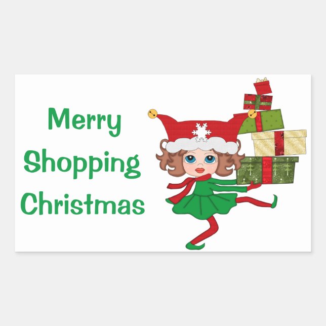 Sticker Rectangulaire Joyeux Noël Shopping (Devant)