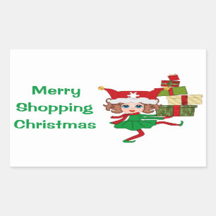 Sticker Rectangulaire Joyeux Noël Shopping
