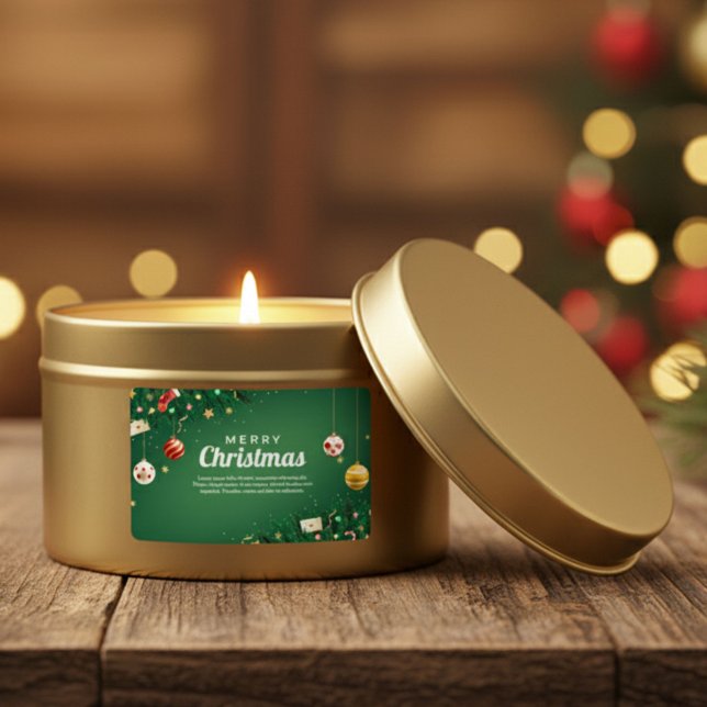 Sticker Rectangulaire Joyeux Noël vert classique (Créateur téléchargé)