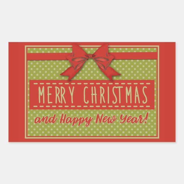 Sticker Rectangulaire Joyeux Noël vintage (Devant)